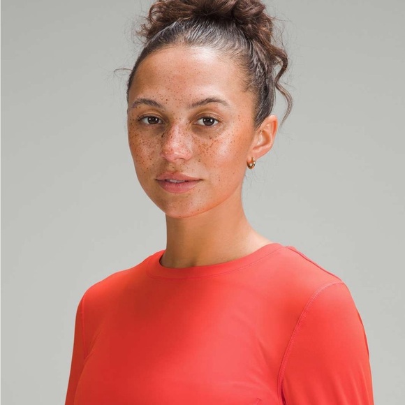 Lululemon UV Protection Fold-Over Running Long-Sleeve Shirt Solar Orange size 6‌ - Picture 4 of 14